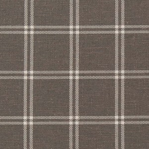 Può includere: Un tessuto marrone con un motivo a quadri bianchi. Il tessuto ha una texture sottile.