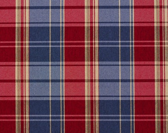 Red and Blue Classic Plaid Jacquard Upholstery Fabric By The Yard | Pattern # E804