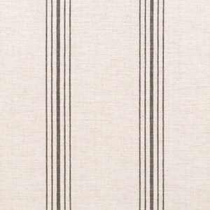 May include: White fabric with black stripes. The fabric has a woven texture.