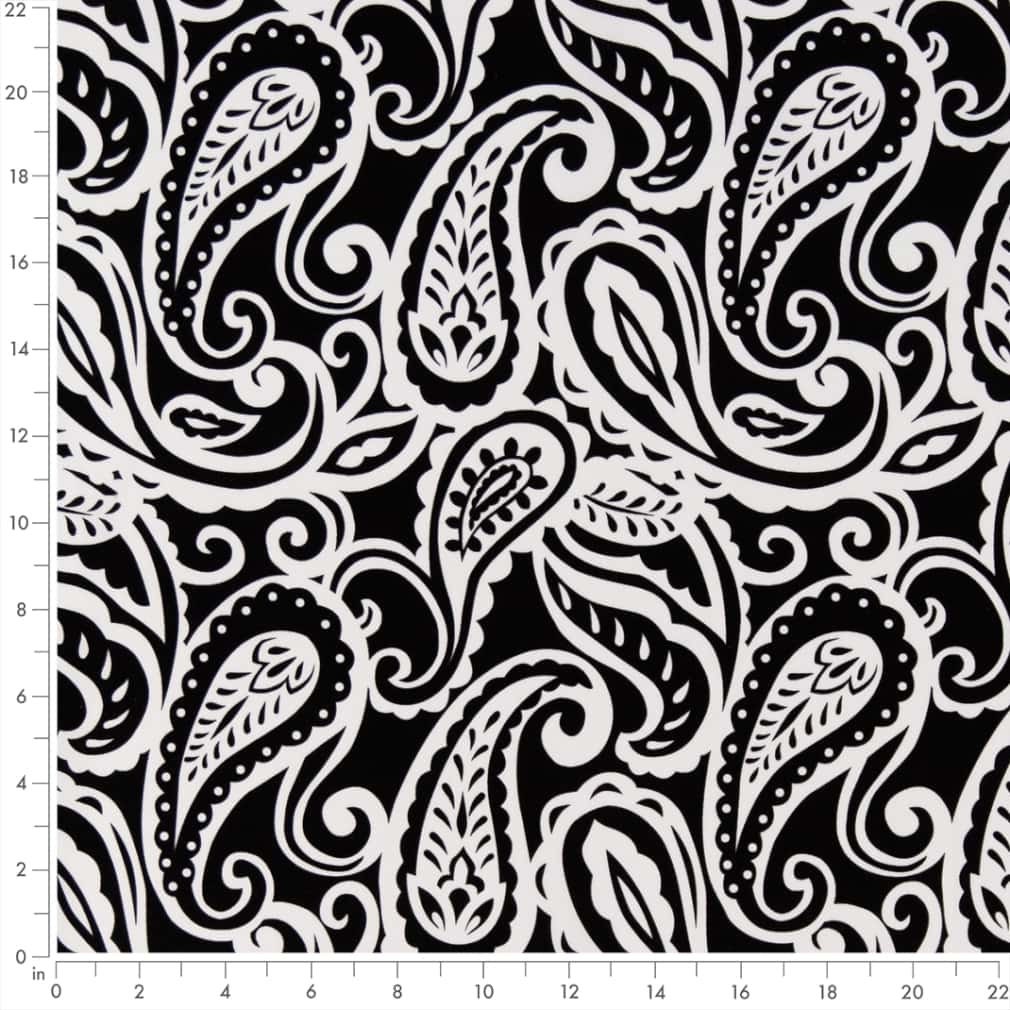 Black Stain Resistant Performance Pet Friendly Paisley Print