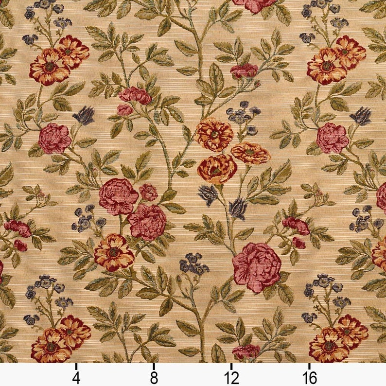 Pink Floral Tapestry Woven Pattern Upholstery Fabric by the Yard - SKU ...