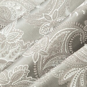 Grey Floral Paisley Woven Pattern Upholstery Fabric by the Yard - SKU ...