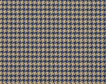 Blue and Beige Classic Houndstooth Jacquard Upholstery Fabric By The Yard | Pattern # E855