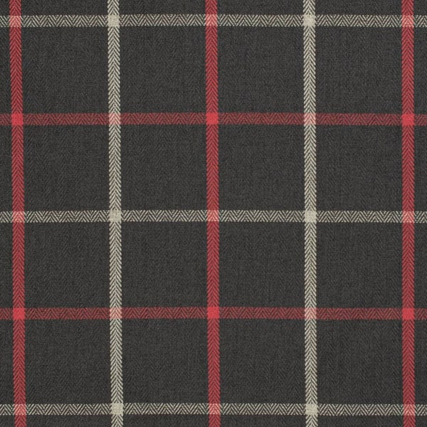 Black Red Plaid Woven Pattern Upholstery Fabric by the Yard - SKU: Stanton Oxblood