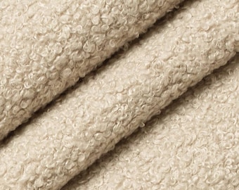 Natural Shearling Textured Upholstery Fabric by the Yard - SKU: Menlo Linen