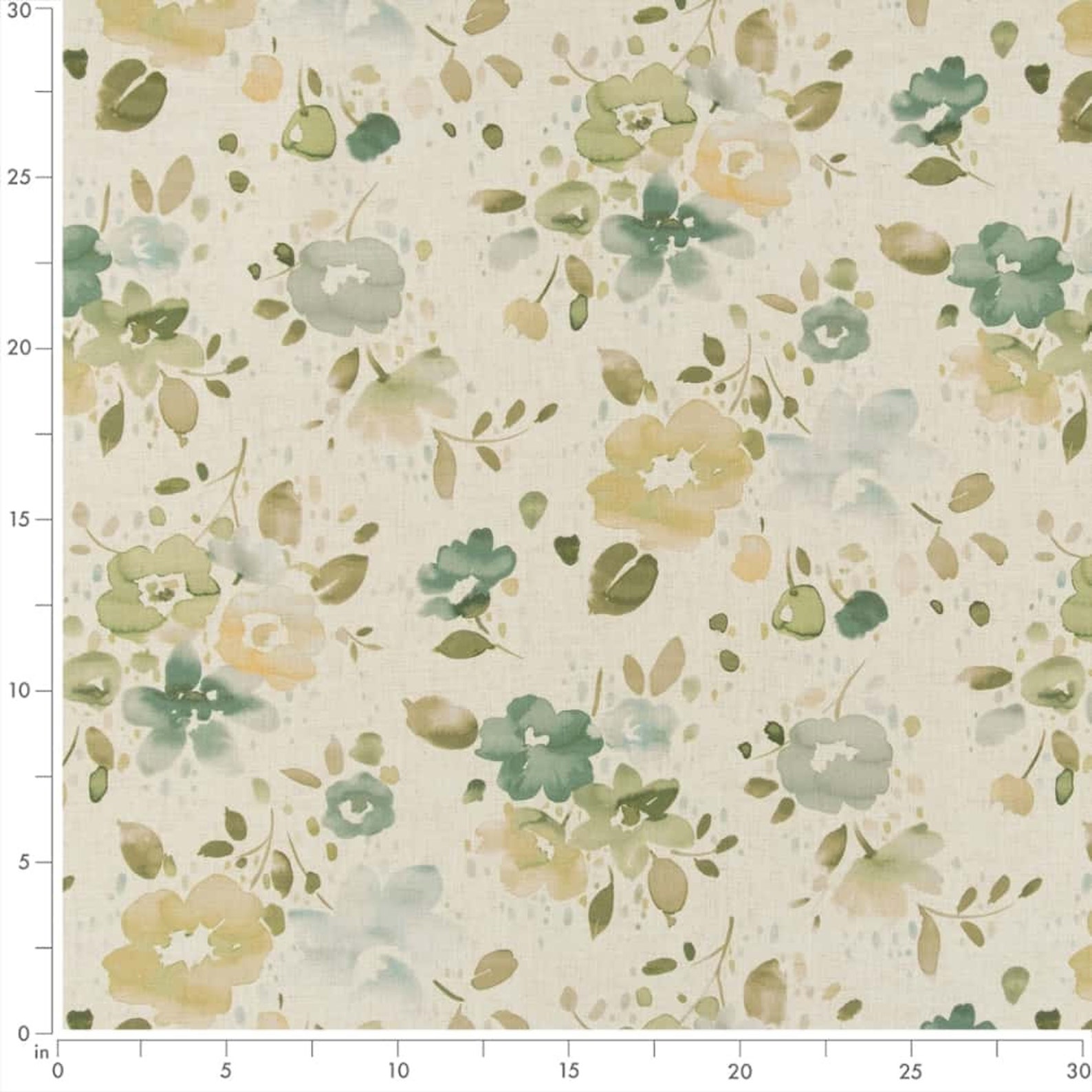 Green Floral Linen Look Print Upholstery Fabric by the Yard - SKU ...