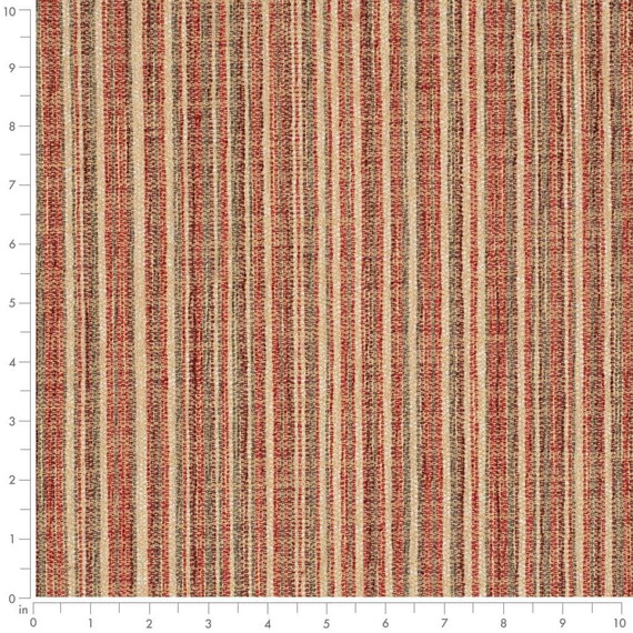 Red Stripe Woven Pattern Upholstery Fabric by the Yard - SKU