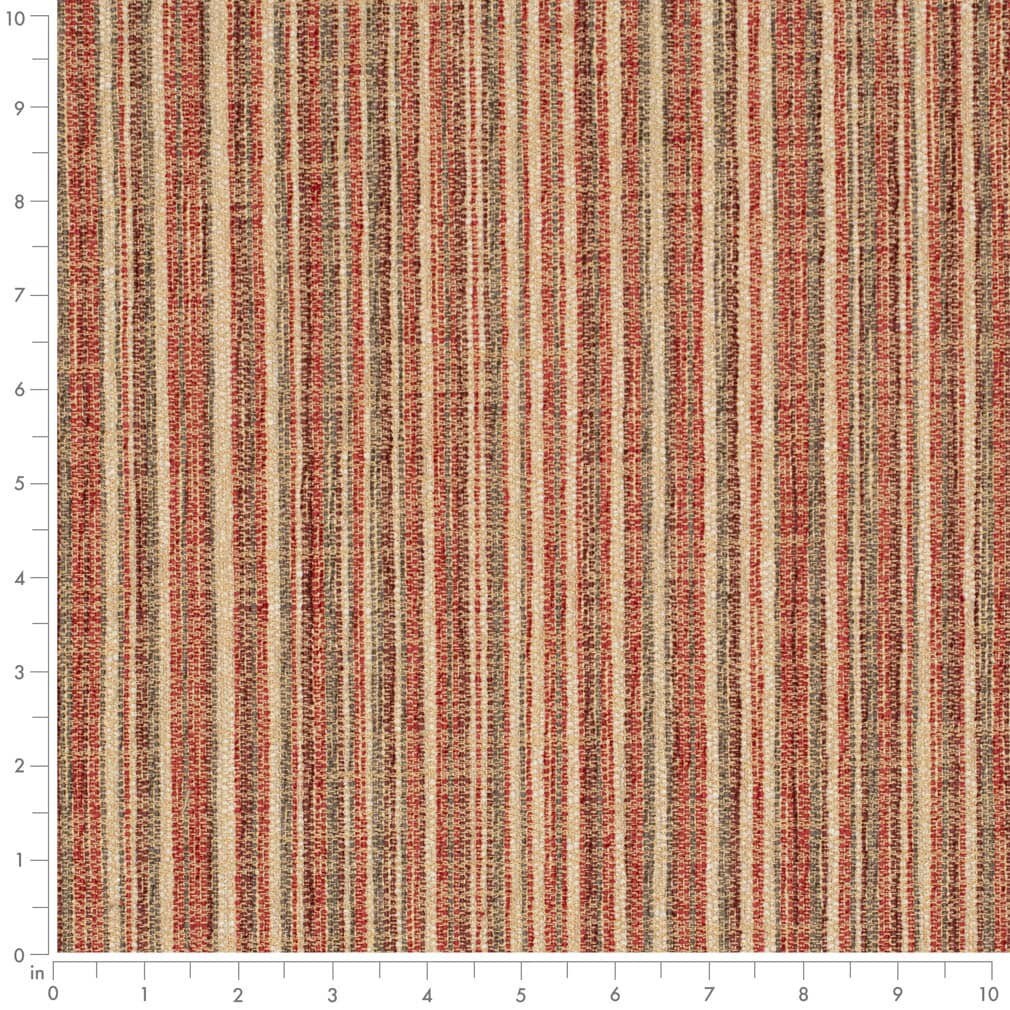 Red Stripe Woven Pattern Upholstery Fabric by the Yard - SKU