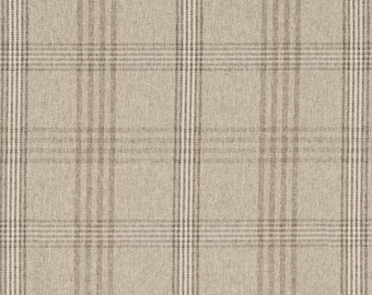 Natural Brown Stain Resistant Performance Pet Friendly Plaid Woven Pattern Upholstery Fabric by the Yard - SKU: Kevin Beachwood