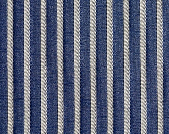 Navy Blue Striped Jacquard Woven Upholstery Fabric By The Yard | Pattern # B609