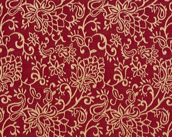 Red Contemporary Floral Jacquard Woven Upholstery Fabric By The Yard | Pattern # B607