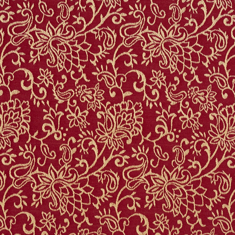 Red Contemporary Floral Jacquard Woven Upholstery Fabric By The Yard Pattern B607 image 1