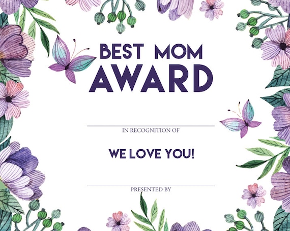BEST MOM AWARD 2 designs included | Etsy