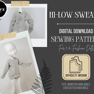 DIGITAL DOWNLOAD | Hi-low Sweater Pattern (for 1/6 Fashion Dolls)