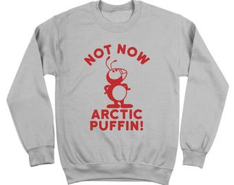 Not Now Arctic Puffin Christmas The Elf Bye Buddy Movie Funny Crewneck Sweatshirt DT1654