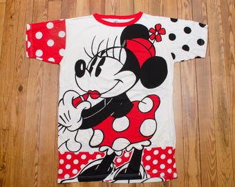 Camiseta vintage de Minnie Mouse, camiseta de gran tamaño de la marca Disney de Mickey & Co., camiseta con gráficos de dibujos animados, talla única, ropa de dormir 100 % algodón, ropa de calle