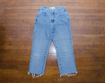 Vintage 90s High Rise Jeans Womens Size 8 Reflect Jeans Brand Medium Wash Ankle Cropped Distressed Denim 1990s Gen X Streetwear Grunge Style