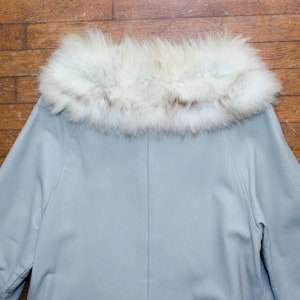 Gray Leather Coat Womens Size Medium Vintage 60s Fur Collar Dan Di Modes Brand Overcoat Coat 1960s Retro Jacket Outerwear Streetwear Style image 9