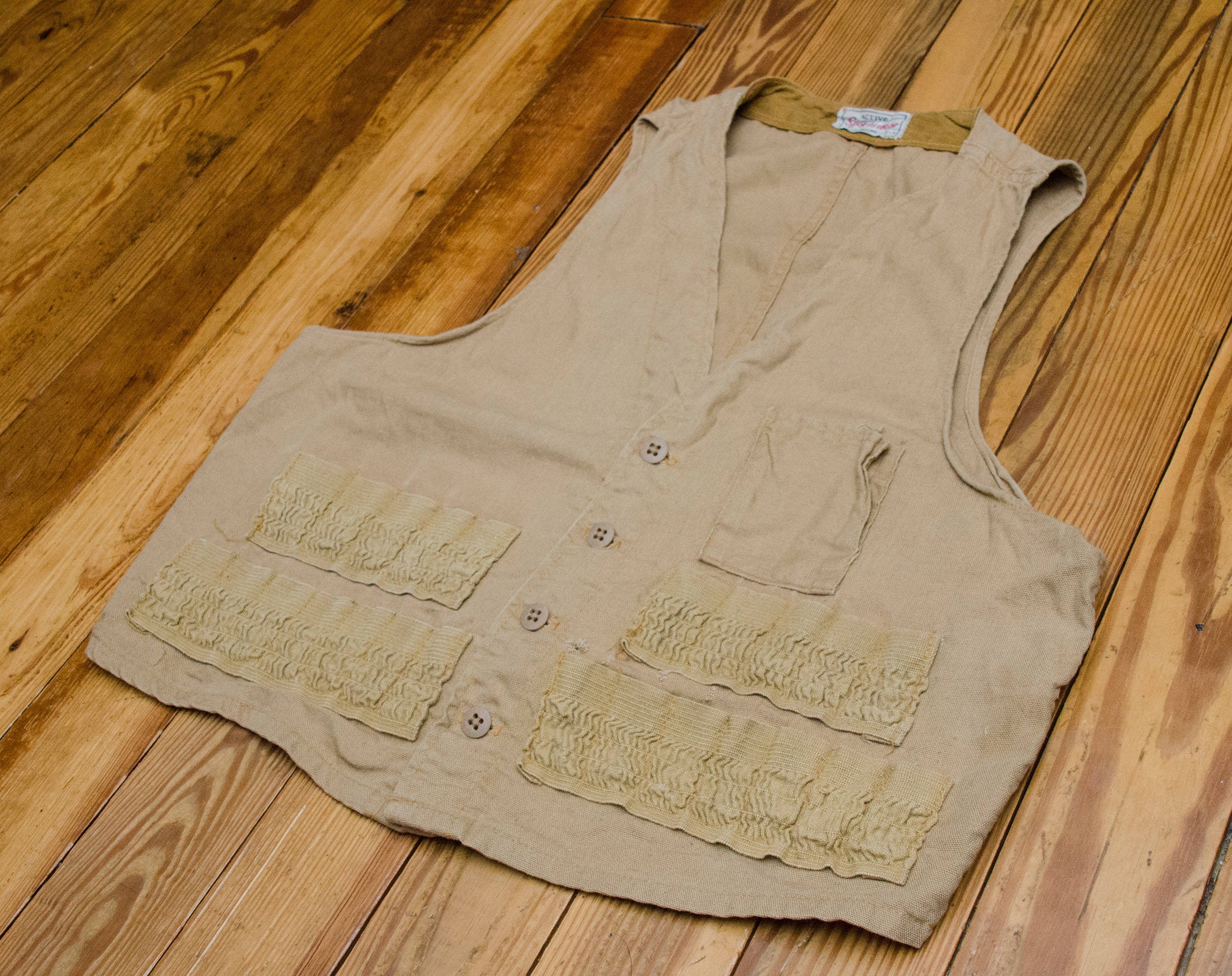 Vintage Ammo Hunting Vest 1960s Sears Roebuck Brand Duck Brown 