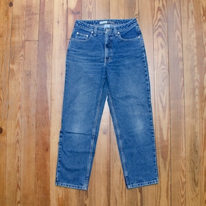 Vintage 90s Womens Jeans Size 8 Petite Medium Wash Straight Leg Pants 100% Cotton St Johns Bay Brand Distressed Denim Streetwear Style