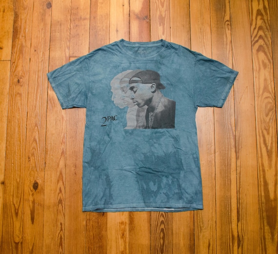 Tupac Shakur Shirt Size Medium Blue Custom Dyed T-shirt 90s 2pac