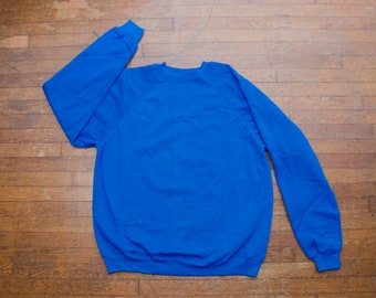 Blank Crewneck Sweatshirt Size XL Royal Blue Vintage Raglan Sleeve Pullover Hanes Brand Made in USA Sportswear Extra Large Streetwear Style