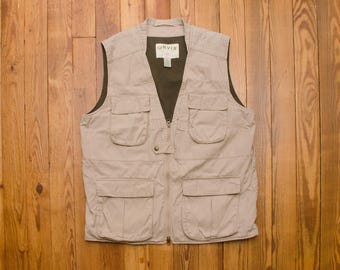 Men's Vintage Orvis Khaki Outdoor Fly Fishing Hiking Camping Vest