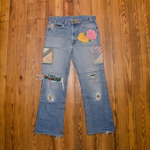 Vintage Levi's Jeans, Used-Look-Hose mit Flicken, Größe 33x29
