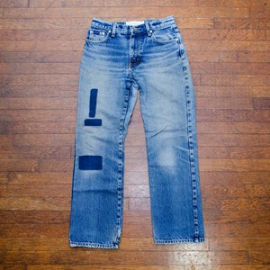 Vintage Patchwork Jeans Womens Size 5/6 Short Express Bleus Brand High Waisted Pants Patched Distressed Denim Streetwear Made in USA