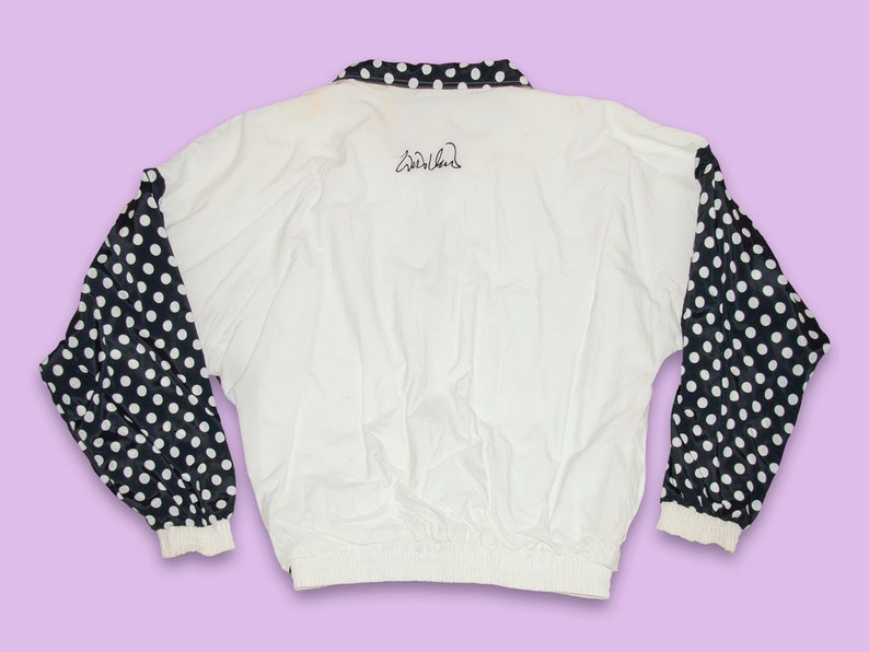 90s Vintage Polka Dot Windbreaker, William Serbin Graphic Jacket (Size Large) image 2