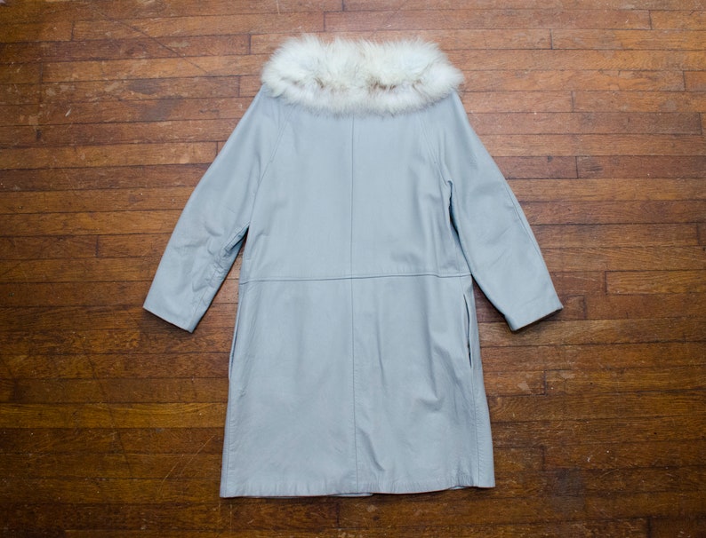 Gray Leather Coat Womens Size Medium Vintage 60s Fur Collar Dan Di Modes Brand Overcoat Coat 1960s Retro Jacket Outerwear Streetwear Style image 8