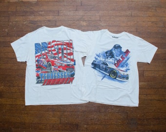 NASCAR T-Shirts 2 Pack Dale Earnhardt Jr Bristol Motor Speedway Size Medium Chase Authentics Brand Car Vtg Racing Shirts Streetwear Style