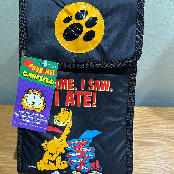 Vintage Garfield Jim Davis Insulated Lunch Tote Bag Mead 1998