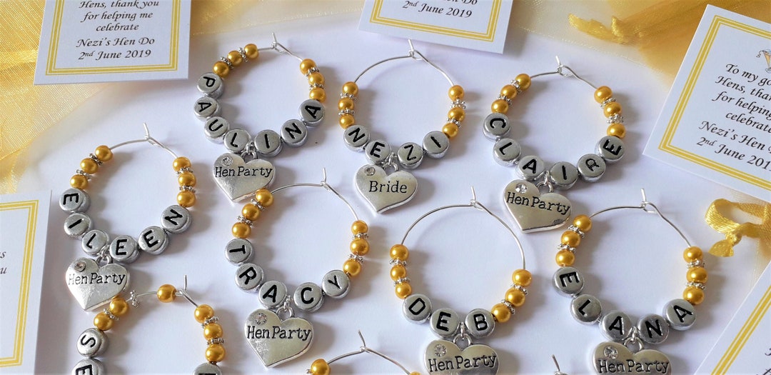 Personalised Name Wine Glass Charms Bride to Be / Bride Tribe / Bridal