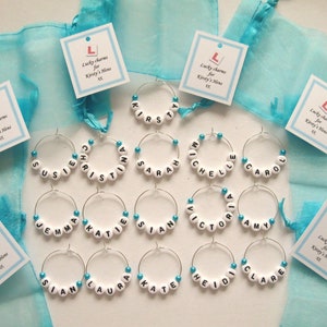 Personalised Hen Party Favours Name Wine Glass Charms Hen Night / Bride To Be / Team Bride / Wedding Favour image 1