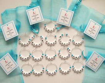 Personalised Hen Party Favours - Name Wine Glass Charms - Hen Night / Bride To Be / Team Bride / Wedding Favour