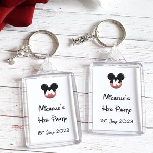 Mickey Ears Initial Charm Keyrings Hen Party Favour - Disney Theme - Fairytale - Bride Groom Guest - Bride Tribe - Team Bride