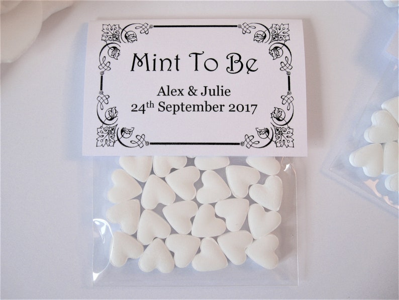 Personalised Wedding Favours Mint To Be White Mint Hearts image 4