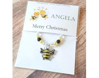 Bumblebee Wine Glass Charm - Merry Christmas Stocking Filler