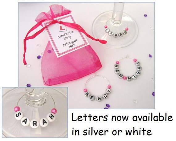 Name Wine Glass Charms a Personalised Wedding Favours /Hen Party Favours 