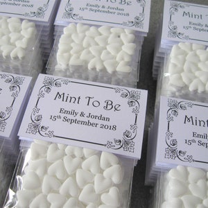 Personalised Wedding Favours Mint To Be White Mint Hearts image 5