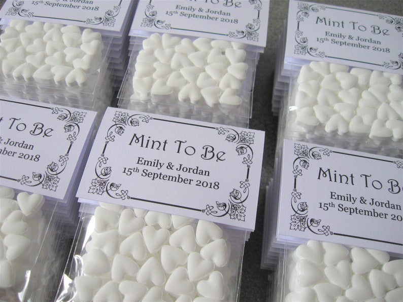 Personalised Wedding Favours Mint To Be White Mint Hearts image 5