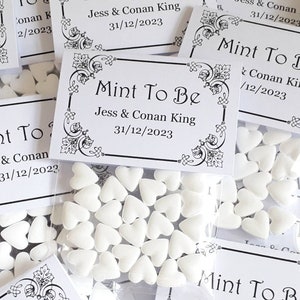 Personalised Wedding Favours Mint To Be White Mint Hearts image 1