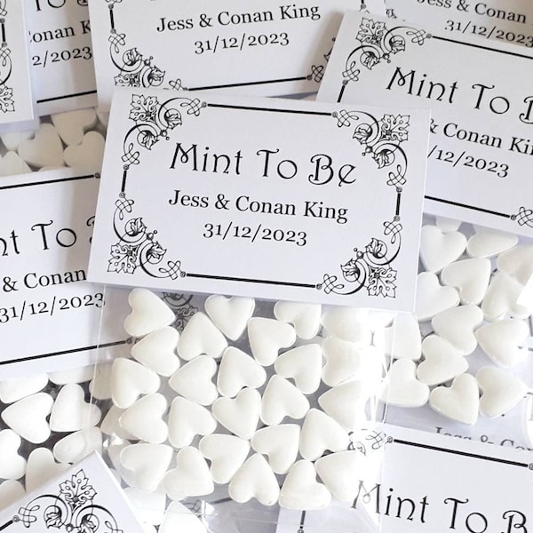 Personalised Wedding Favours - Mint To Be - White Mint Hearts