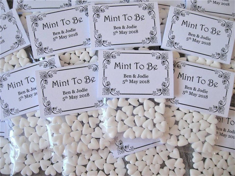 Personalised Wedding Favours Mint To Be White Mint Hearts image 6