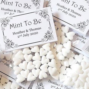 Personalised Wedding Favours Mint To Be White Mint Hearts image 2
