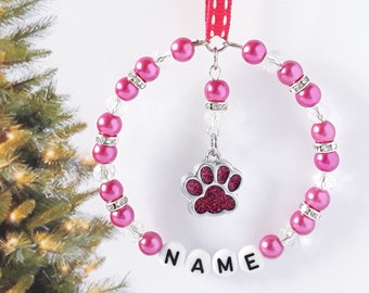 Personalised Pet Tree Decoration bauble - Paw Print - Cat - Dog - Animal - Blue - Red - Black - Pink - Purple - Green - Orange - Turquoise