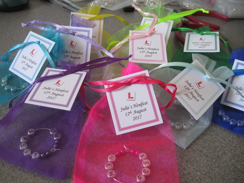 Personalised Hen Party Favours Name Wine Glass Charms Hen Night / Bride To Be / Team Bride / Wedding Favour image 5