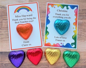 Rainbow Chocolate Heart Gift - Favour - Love You - birthday / teacher / NHS / Care worker / key worker - Mum Dad Nan Grandad Sister Brother