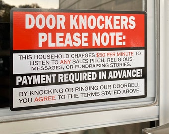 Door Knocker Warning Decal